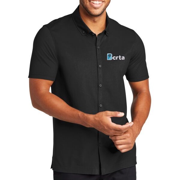 Embroidered BCRTA - Stretch Pique Full Button Polo Thumbnail
